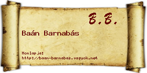 Baán Barnabás névjegykártya
